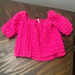 Kids Pink Textured Blouse
